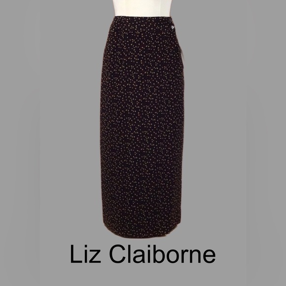 NWT Liz Claiborne Wrap Around Pencil Skirt, Multicolor Print Mix, Size 6 - Picture 1 of 9